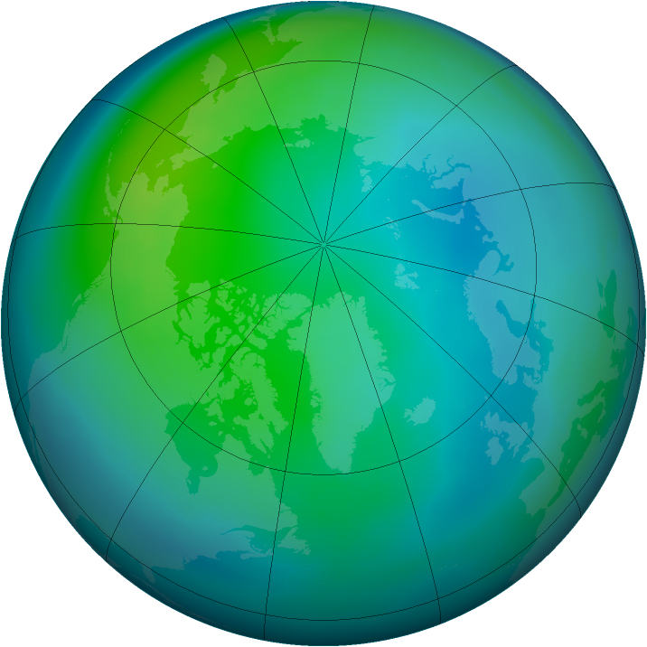 Arctic ozone map for October 2007